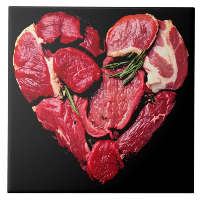 Beef Heart Meat Lovers Raw BBQ  Tile (Front)