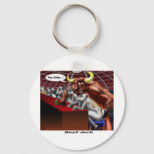 Beef Jerky Origins Funny Cow & Bull Cartoon Gifts Key Ring