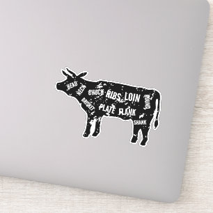 Beef meat cuts cow silhouette vinyl sticker