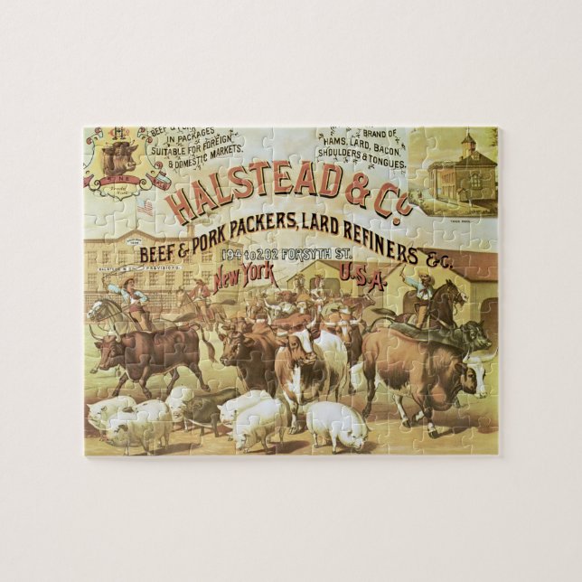Beef & Pork Packers, c.1880 (colour litho) Jigsaw Puzzle (Horizontal)