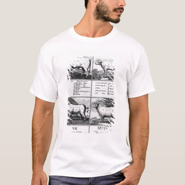 Beef, Veal, Pork, and Mutton Cuts, 1802 T-Shirt (Front)