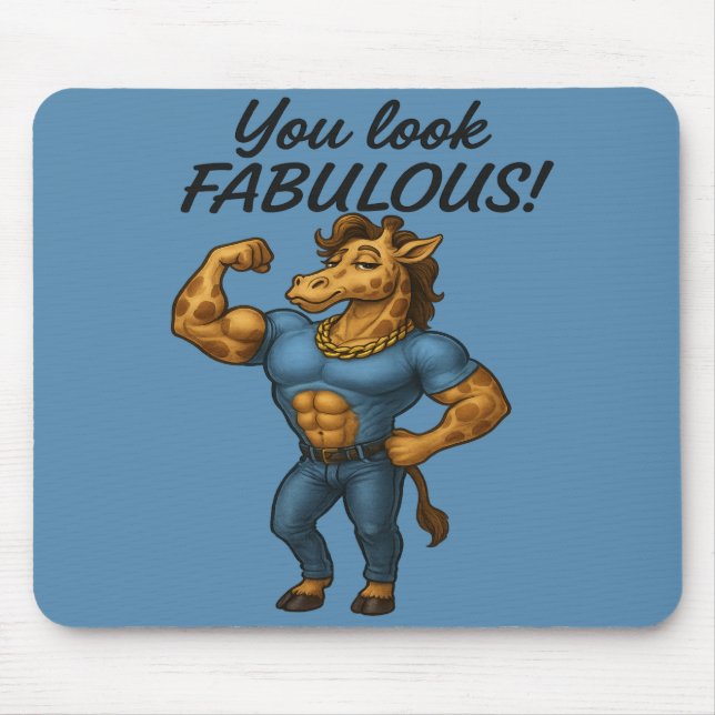Beefcake Giraffe – Fabulous and Flexed Mouse Mat (Front)