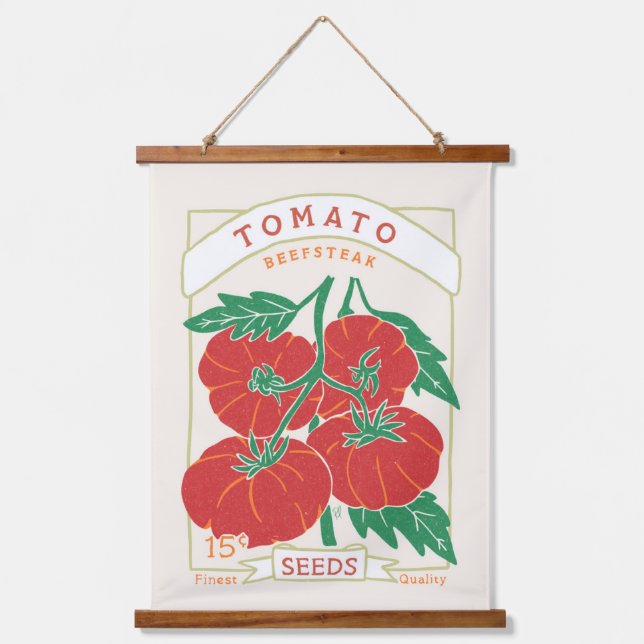 Beefsteak Tomato Seed Packet Hanging Tapestry  (Front)