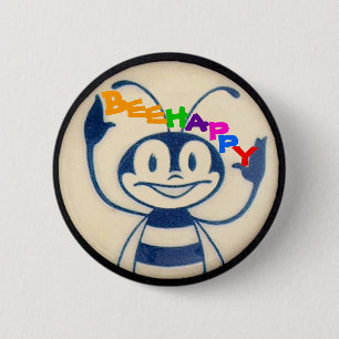BEEHAPPY 6 CM ROUND BADGE
