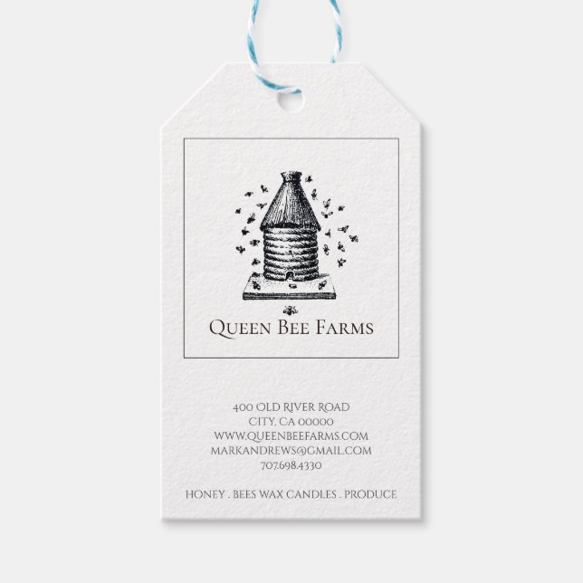 Beehive And Bees Farm Gift Tags (Front)