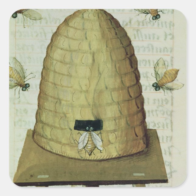 Beehive and Bees Square Sticker (Front)