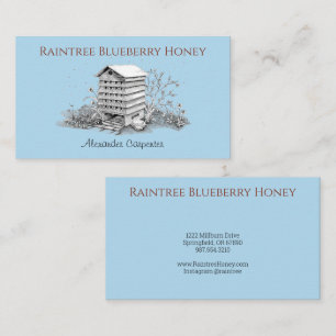 Beehive and Bees Vintage Cornflower Blue Business Card