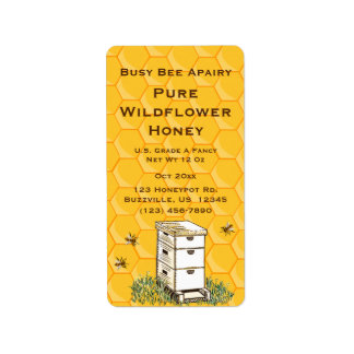 Beehive and Honeycomb Personalised Apiary Style 2 Label