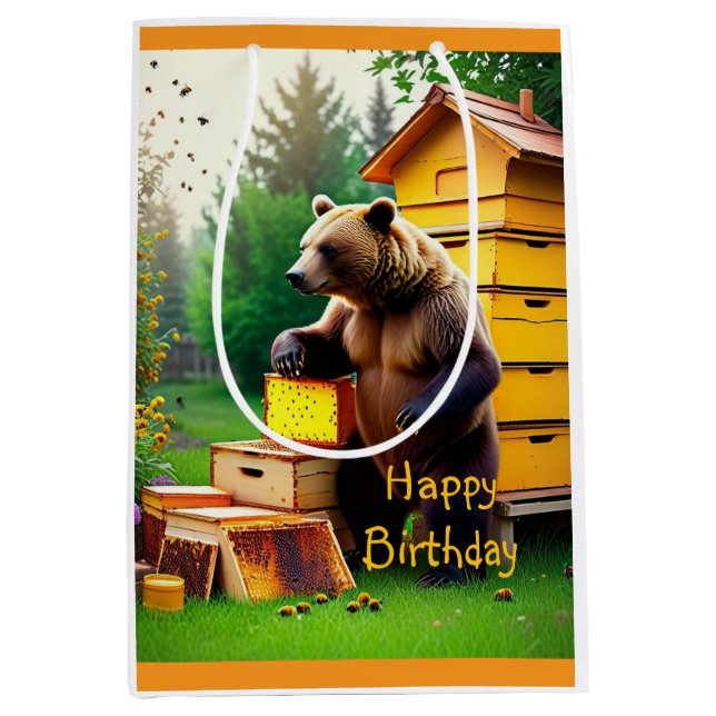 Beehive Bear Medium Gift Bag (Front)