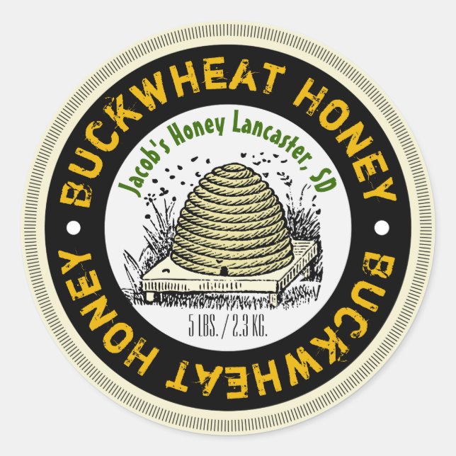 Beehive Buckwheat Honey Customised Honey Jar Label (Front)