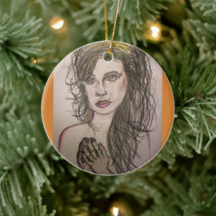 Beehive Girl Praying Ceramic Tree Decoration