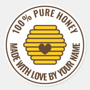 Beehive heart logo jar stickers for beekeeper