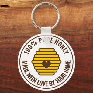 Beehive heart logo keychain for beekeeper