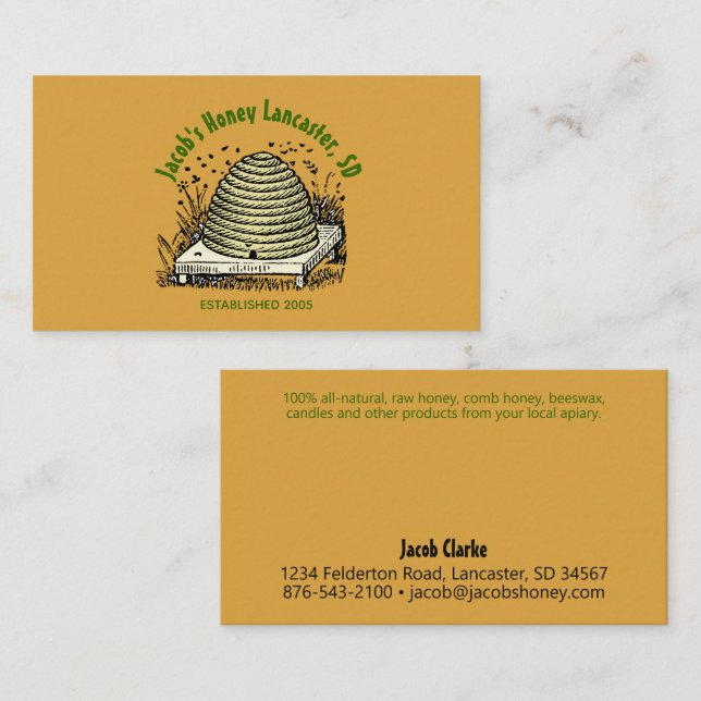 Beehive Honey Beekeeper Dark Amber Business Card (Front/Back)