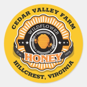 Beehive Honey Sunburst Amber Gold Classic Round Sticker