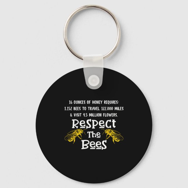 Beekeeng Supplies Honey Bee Hive Bumble Bee Keeper Key Ring (Front)