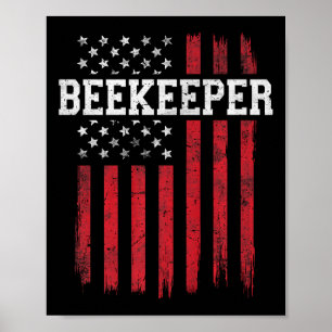 Beekeeper American Flag Usa Patriot Patriotic Poster