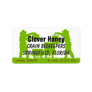 Beekeeper and Beehives Silhouette Custom Honey Jar Label
