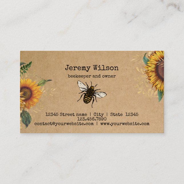 Beekeeper Apiarist Bee Farm Honeybees Honeycomb Bu Business Card (Back)
