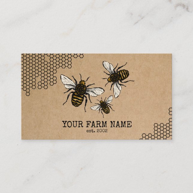 Beekeeper Apiarist Bee Farm Honeybees Honeycomb Bu Business Card (Front)