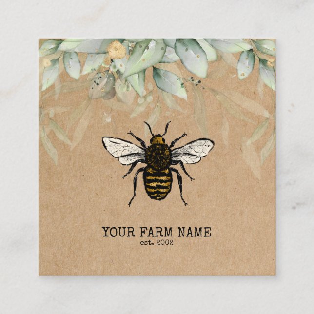 Beekeeper Apiarist Bee Farm Honeybees Honeycomb Bu Square Business Card (Front)