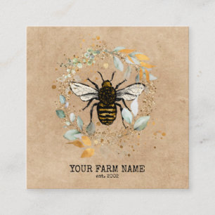 Beekeeper Apiarist Bee Farm Honeybees Honeycomb Bu Square Business Card