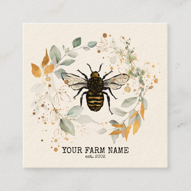 Beekeeper Apiarist Bee Farm Honeybees Honeycomb Bu Square Business Card (Front)