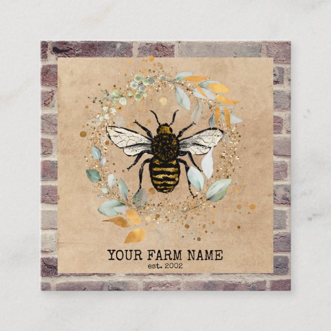 Beekeeper Apiarist Bee Farm Honeybees Honeycomb Bu Square Business Card (Front)