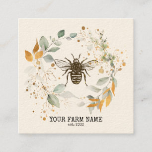 Beekeeper Apiarist Bee Farm Honeybees Honeycomb Bu Square Business Card