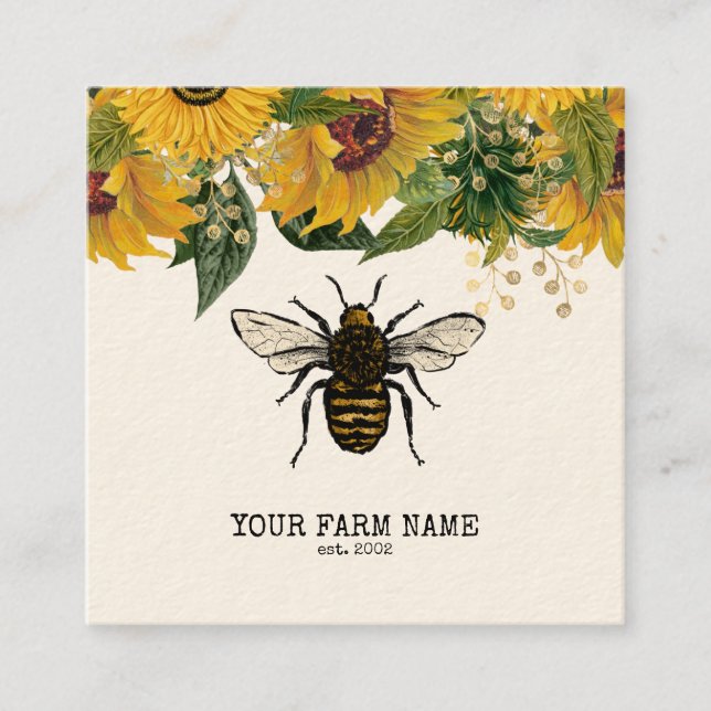 Beekeeper Apiarist Bee Farm Honeybees Honeycomb Bu Square Business Card (Front)
