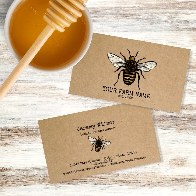 Beekeeper Apiarist Bee Farm Honeybees Honeycomb Business Card (Creator Uploaded)