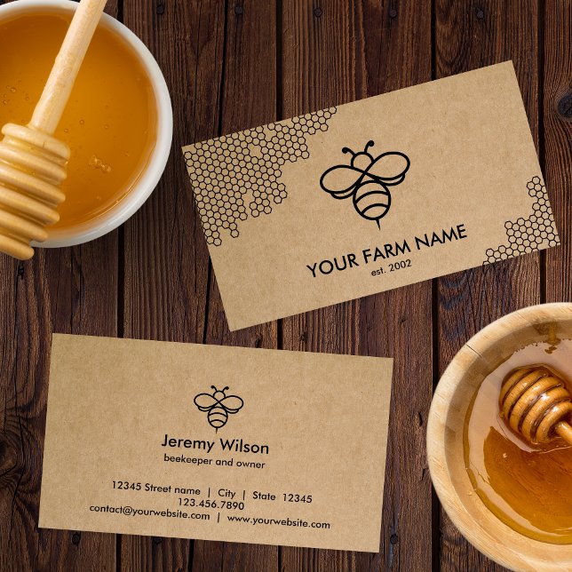Beekeeper Apiarist Bee Farm Honeybees Honeycomb Business Card (Creator Uploaded)