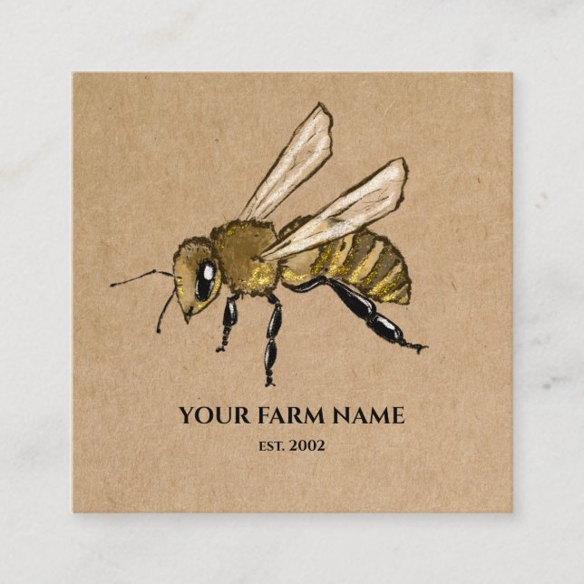 Beekeeper Apiarist Bee Farm Honeybees Honeycomb Sq Square Business Card (Front)
