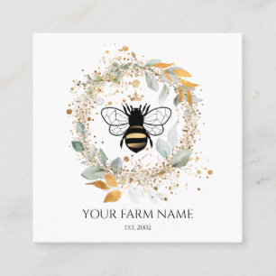 Beekeeper Apiarist Bee Farm Honeybees Honeycomb Sq Square Business Card