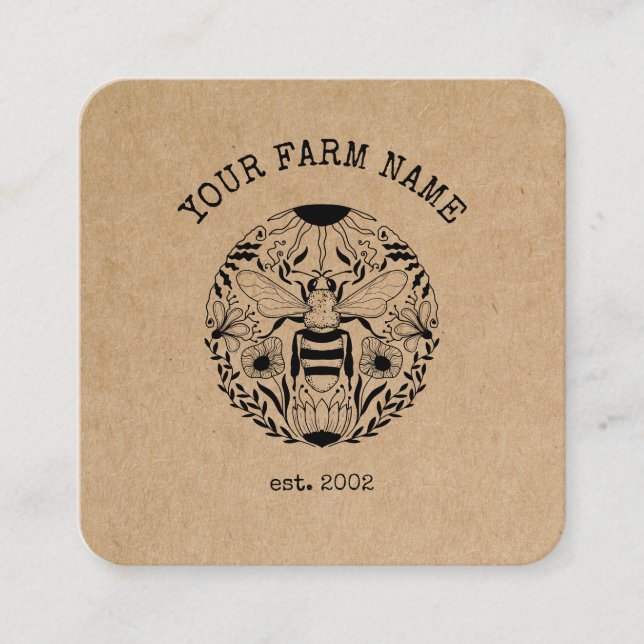 Beekeeper Apiarist Bee Farm Honeybees Honeycomb Square Business Card (Front)