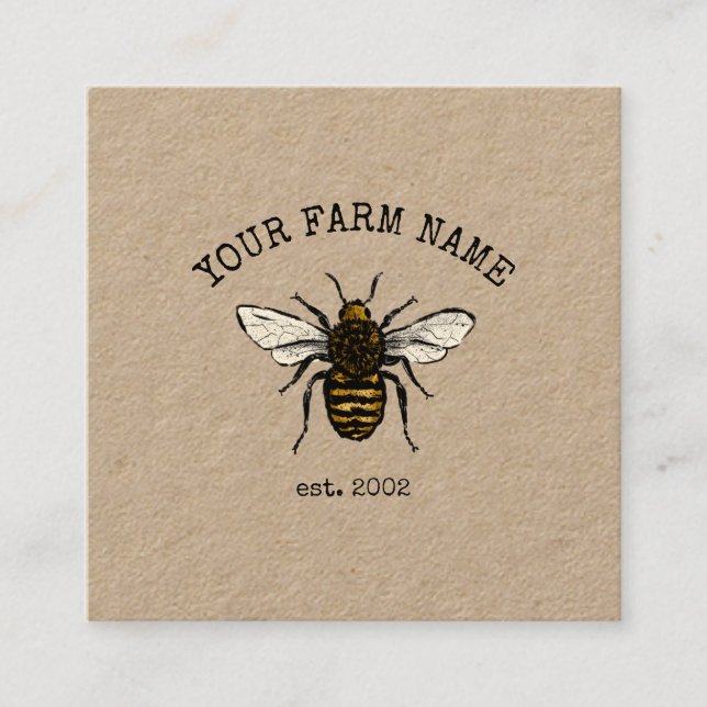 Beekeeper Apiarist Bee Farm Honeybees Honeycomb Square Business Card (Front)