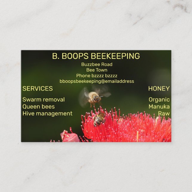 BEEKEEPER / APIARIST BUSINESS CARD.Australian size Business Card (Front)