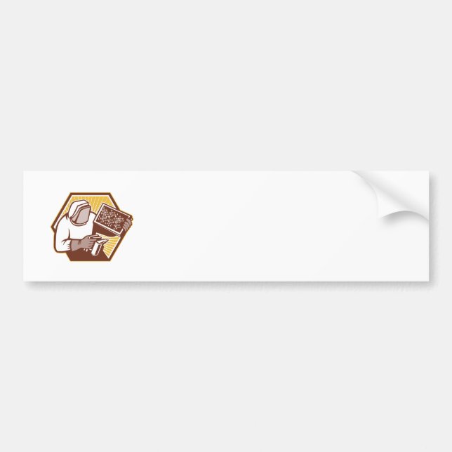 Beekeeper Apiarist Holding Bee Brood Retro Bumper Sticker (Front)