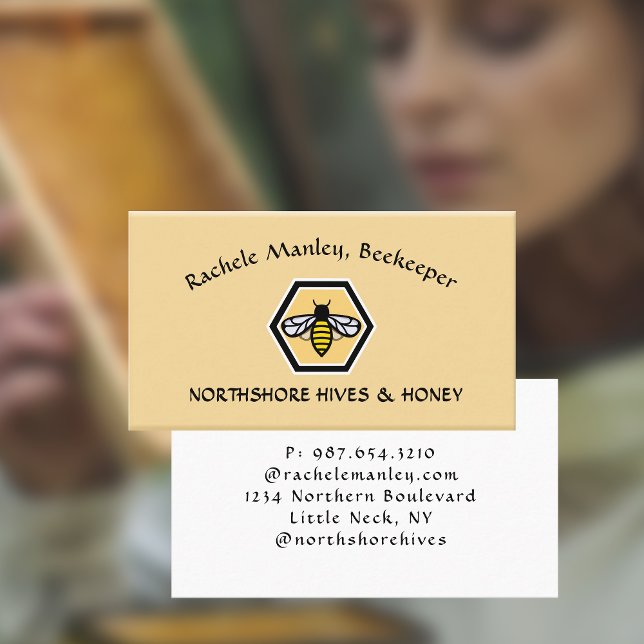BEEKEEPER APIARY Business Card Hexagon and Bee (Creator Uploaded)