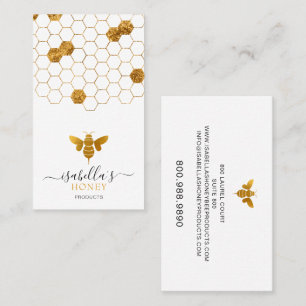 Beekeeper Apiary Honey Bee Faux Gold Foi Business Card