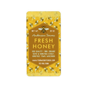 Beekeeper Apiary Honey Jar Labels Honeycomb Bees