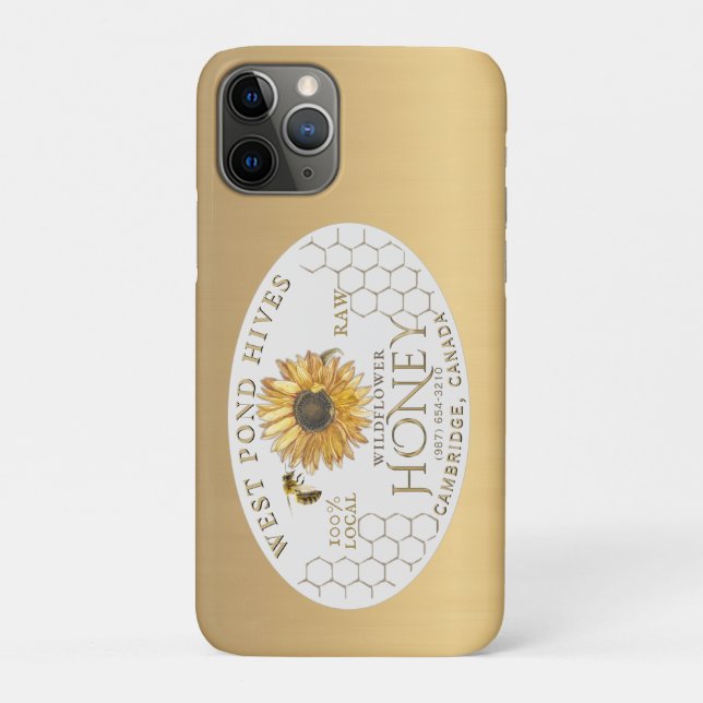 Beekeeper Apiary Honey Sunflower Bee Gold Case-Mate iPhone Case (Back)