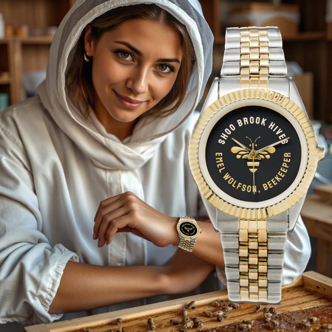 Beekeeper Apiary Watch with Gold Stylised Honeybee