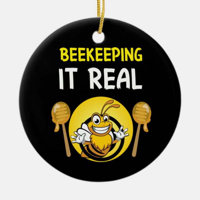 Beekeeper Art BeeKeeping It Real Ceramic Tree Decoration (Front)