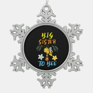 Beekeeper Art Big Sister To Bee Snowflake Pewter Christmas Ornament