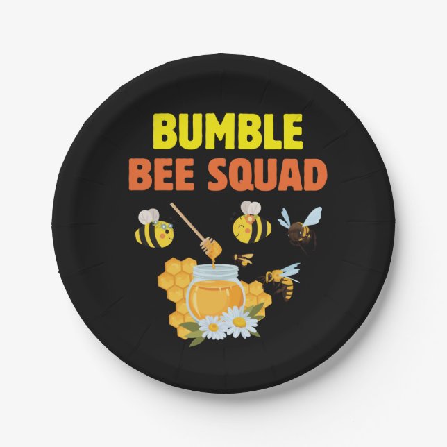 Beekeeper Art Bumble Bee Squad 2 Paper Plate (Front)