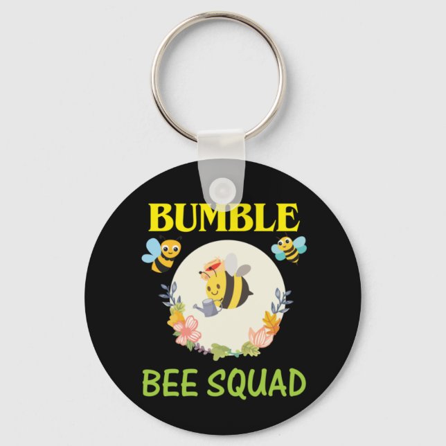 Beekeeper Art Bumble Bee Squad Key Ring (Front)