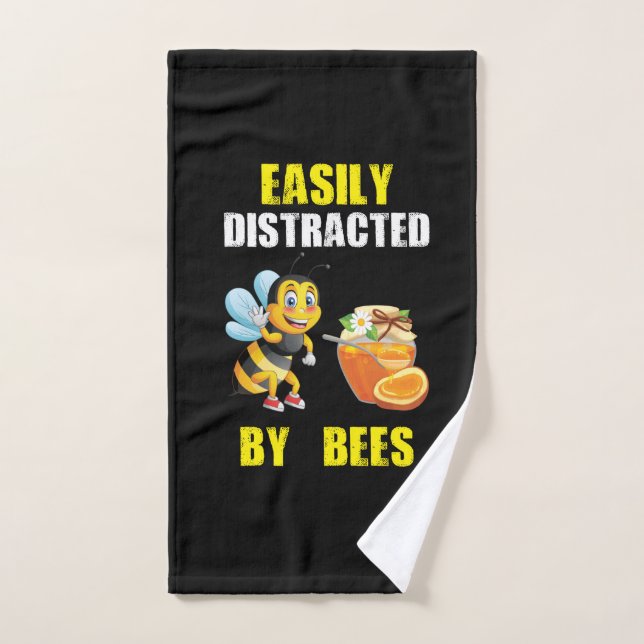Beekeeper Art Easily Distracted By Bees Hand Towel (Hand Towel)