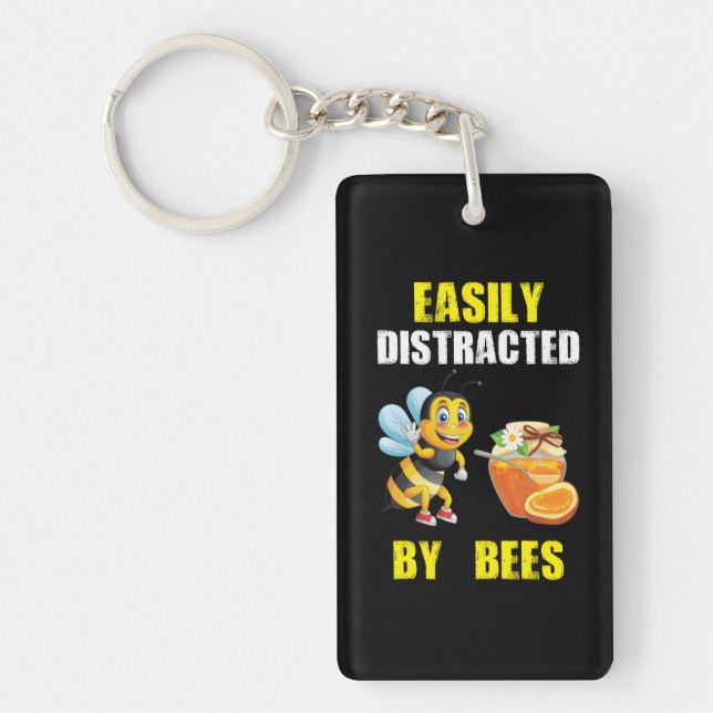 Beekeeper Art Easily Distracted By Bees Key Ring (Front)