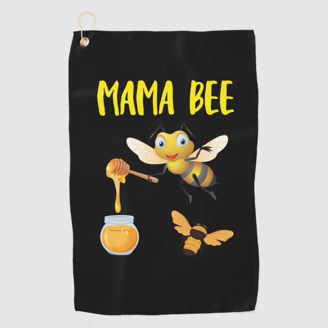 Beekeeper Art Mama Bee Golf Towel (Front)
